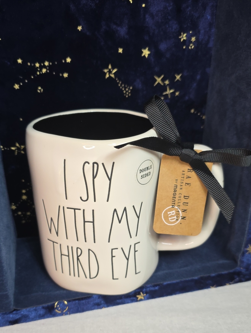 Rae Dunn Cream and Black "I Spy With My Third Eye" Ceramic Mug